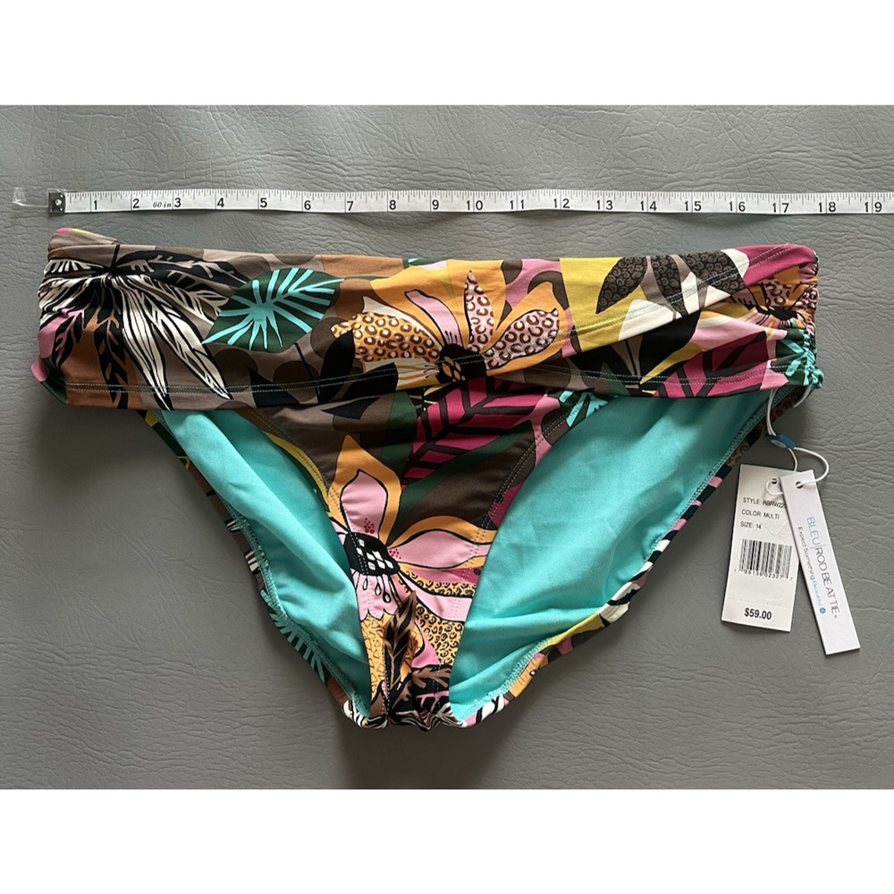 Bleu Rod Beattie | Women 14 | Hipster Sarong Swim Bottom | Tropical Print | NWT